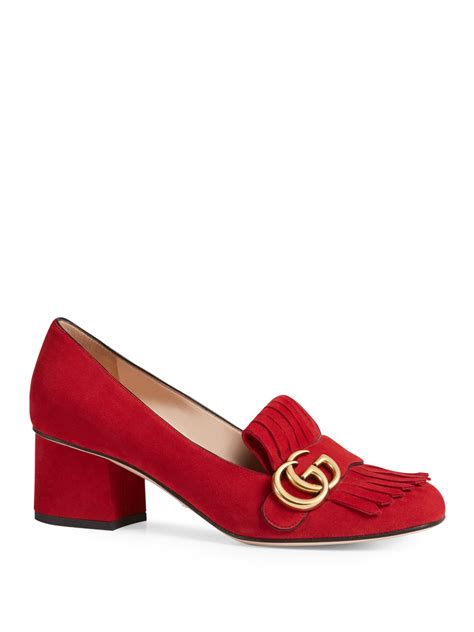 red gucci shoes women|red suede Gucci shoes.